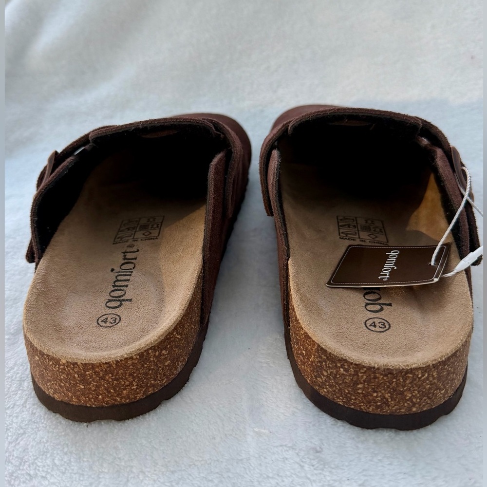 Qomfort Women’s Genuine Suede Clogs Mocha Size 43 US 10.5-11 NEW Molded Footbed - Picture 6 of 16